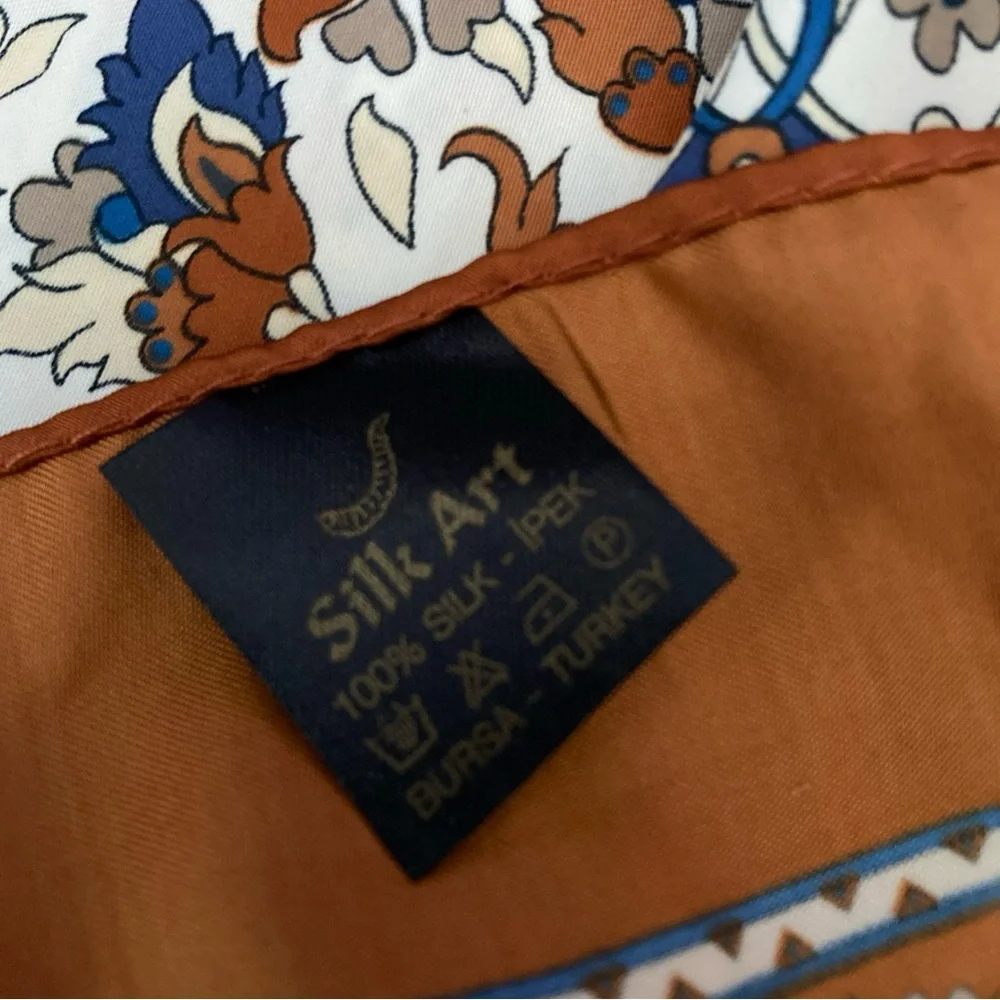 Bursa Vintage Silk Scarf  37” X‎ 37” Multicolored